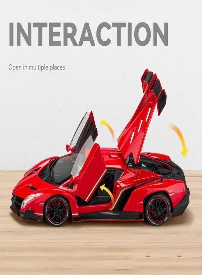 VARIYA ENTERPRISE® 1/24 Big Lamborghini VANENO Toy Car Metal Pull Back Diecast Car with Openable Door and Sound Light, Gifts Toys for Kids【 RED 】 - Image 3
